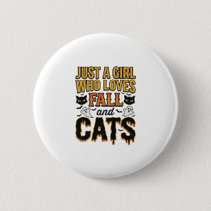 Fall Cats Halloween Girl Vintage Graphic Design_1 6 Cm Round Badge