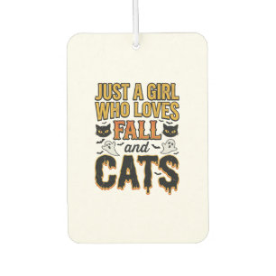 Fall Cats Halloween Girl Vintage Graphic Design_1 Car Air Freshener