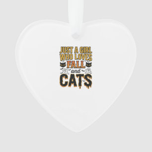 Fall Cats Halloween Girl Vintage Graphic Design_1 Ornament