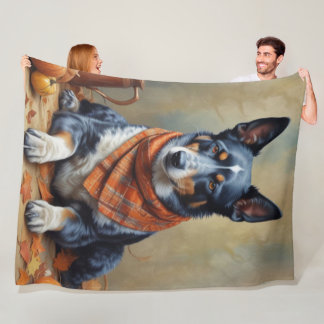 Fall Cattle Dog Fleece Blanket