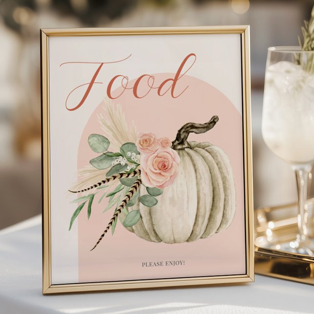 Fall Celebration Pumpkin Pink Food Table Sign (Creator Uploaded)