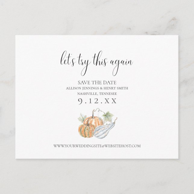 Fall Change the Date Save the Date Announcement Postcard (Front)