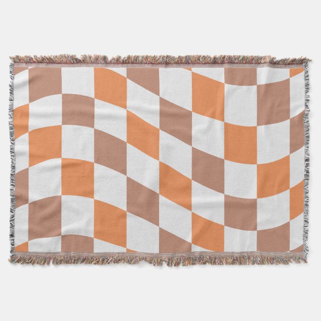 Fall Checkered Fringe Throw Blanket (Front)