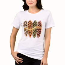 Fall Cheetah Print Brushstroke T-Shirt with Gold
