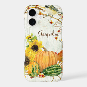 Fall Chickadee Sunflower Pumpkin Bittersweet Leaf