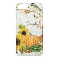 Fall Chickadee Sunflower Pumpkin Bittersweet Leaf