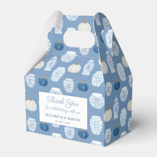 Fall Chinoiserie Blue Pumpkins Wedding Shower Favour Box