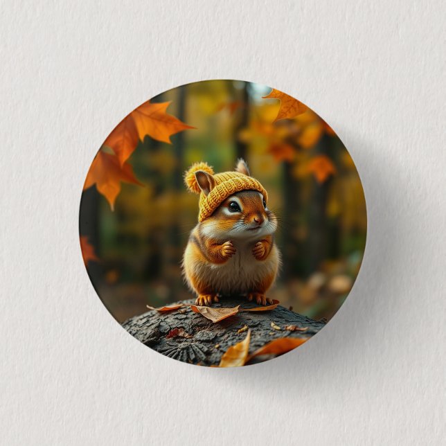 Fall Chipmunk Button (Front)