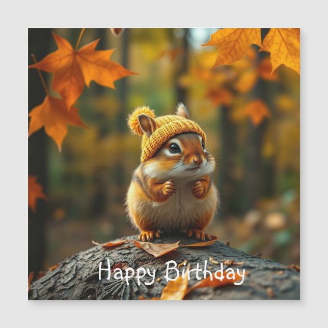 Fall Chipmunk Magnetic Card (Front)