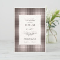 Fall Chocolate Brown Gingham Plaid Couples Shower