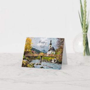 Fall church and trees with customisable text card