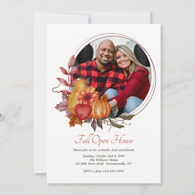 Fall Circle Photo Open House Invitation (Front)