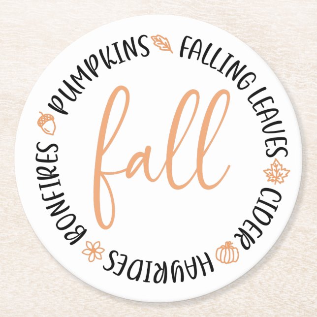 Fall Circle Round Paper Coaster (Front)