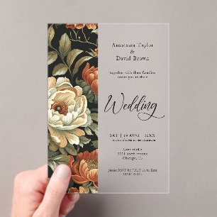 Fall Clay Floral Wedding Acrylic Invitations