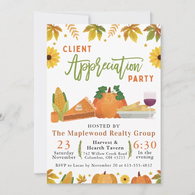 Fall Client Appreciation Invitation Grateful (Front)
