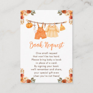 Fall Clothes Line Twins Baby Shower Book Request Enclosure Card