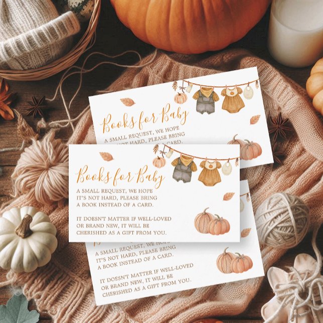 Fall Clothesline Twins Baby Shower Book Request  Enclosure Card (Creator Uploaded)