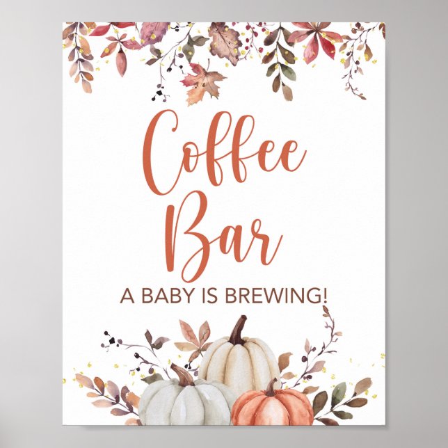 Fall Coffee Bar a Baby is Brewing Shower Sign (Front)