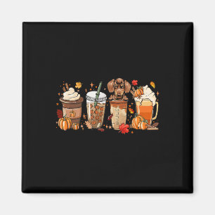 Fall Coffee Dachshund Cat Halloween Outfit For Fal Magnet