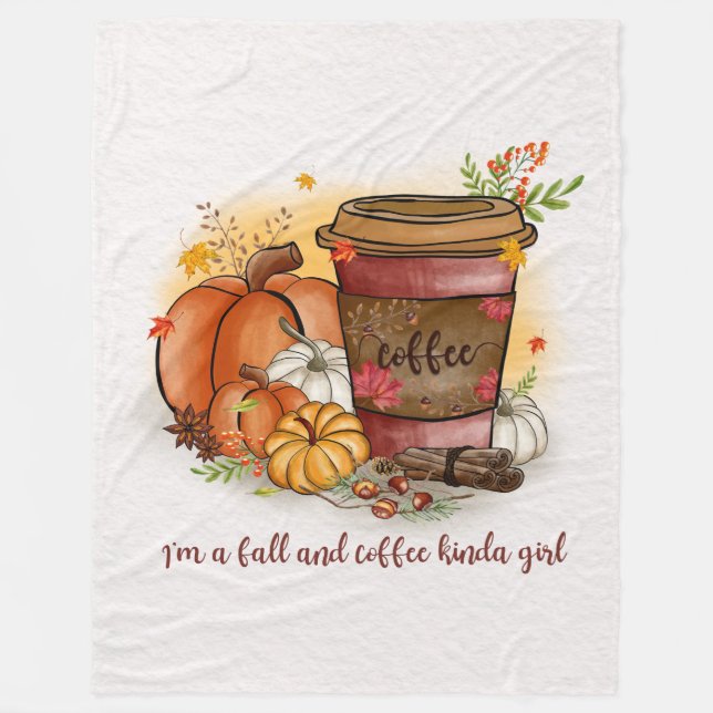 Fall & coffee kinda girl Fleece Blanket (Front)