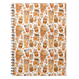 Fall Coffee Latte Pumpkin Pattern Notebook