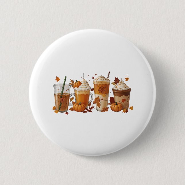 Fall Coffee Pumpkin 6 Cm Round Badge (Front)