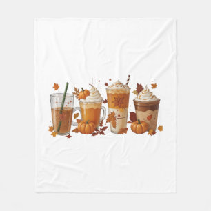 Fall Coffee Pumpkin Fleece Blanket