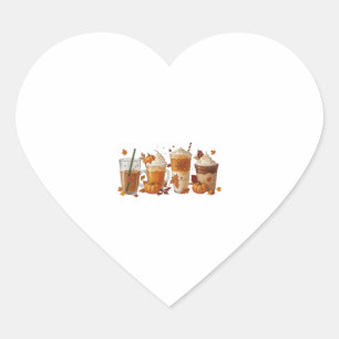 Fall Coffee Pumpkin Heart Sticker
