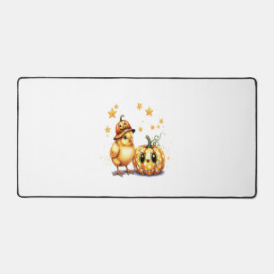 Fall Coffee pumpkin Mug with cat Desk Mat