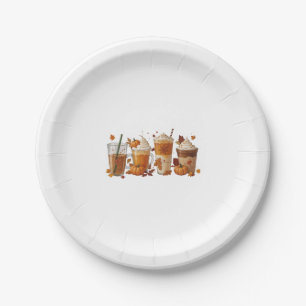Fall Coffee Pumpkin Paper Plate