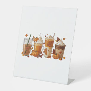 Fall Coffee Pumpkin Pedestal Sign
