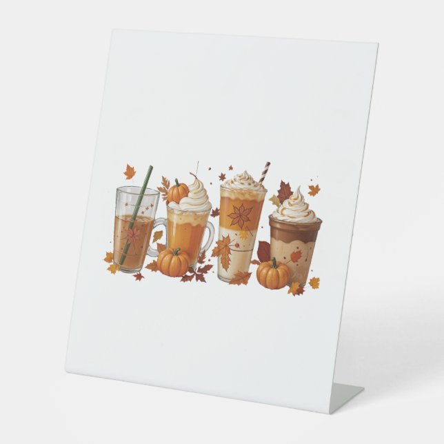 Fall Coffee Pumpkin Pedestal Sign (Front)