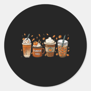 Fall Coffee Pumpkin Spice Junkie Latte Autumn Coff Classic Round Sticker