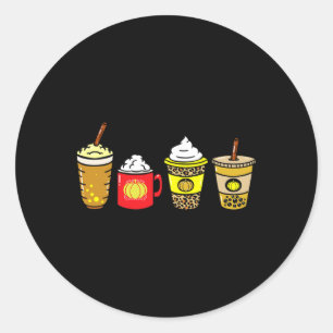 Fall Coffee Pumpkin Spice Latte Drinks Autumn Than Classic Round Sticker