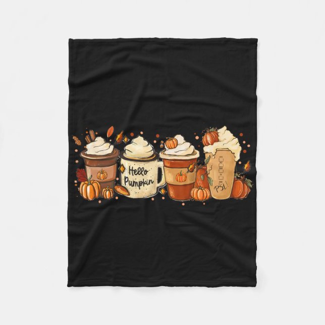 Fall Coffee Pumpkin Spice Latte Drinks Autumn Than Fleece Blanket (Front)
