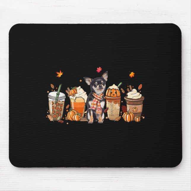 Fall Coffee Pumpkin Spice Latte Iced Autumn Chihua Mouse Pad (Front)