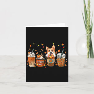 Fall Coffee Pumpkin Spice Latte Iced Autumn Corgi Card