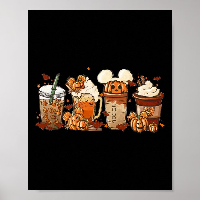 Fall Coffee Pumpkin Spice Latte Iced Warm Cosy Aut Poster (Front)
