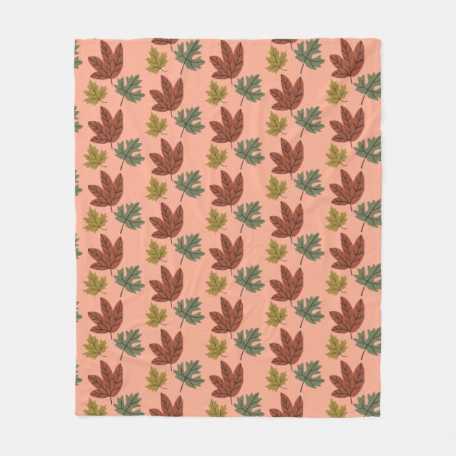Fall Cold Weather Leaves Pattern Fleece Blanket (Front)