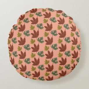 Fall Cold Weather Leaves Pattern Round Cushion