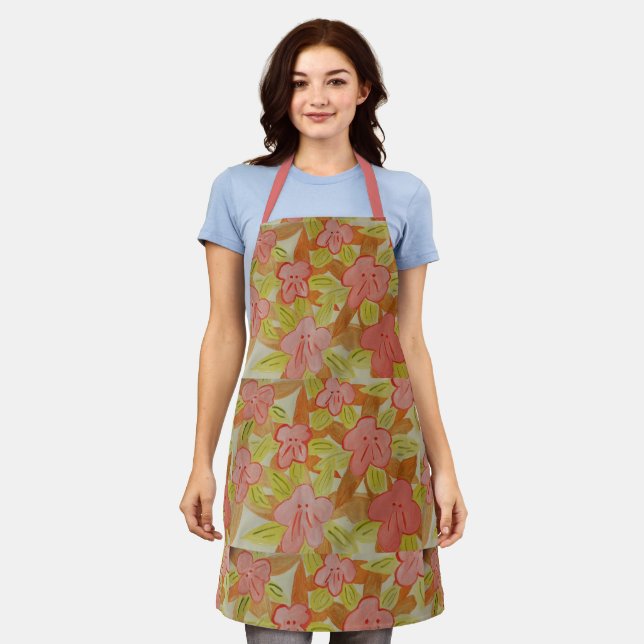 Fall Colored Flowers Apron (Worn)