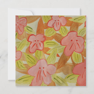 Fall Colored Flowers Flat Greeting Card