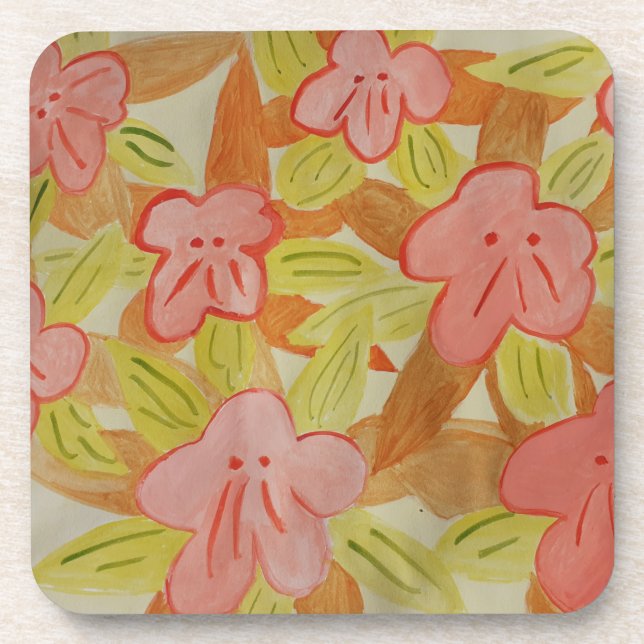 Fall Colored Flowers Hard Plastic Coaster (Front)