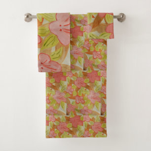 Fall Colored Flowers Towel Set