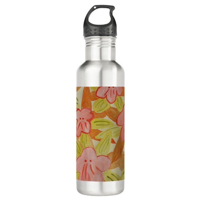 Fall Colored Flowers Water Bottle (Front)