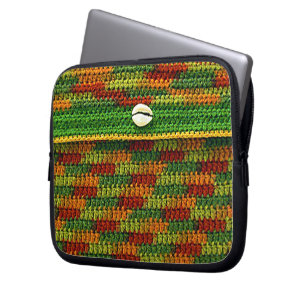 Fall Colors Artisan Crochet Print Electronics Bag
