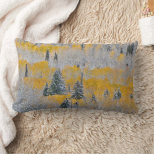 Fall Colors of Aspens & Fresh Snow Keebler Pass Lumbar Cushion
