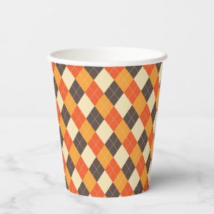 Fall Colour Argyle Paper Cup