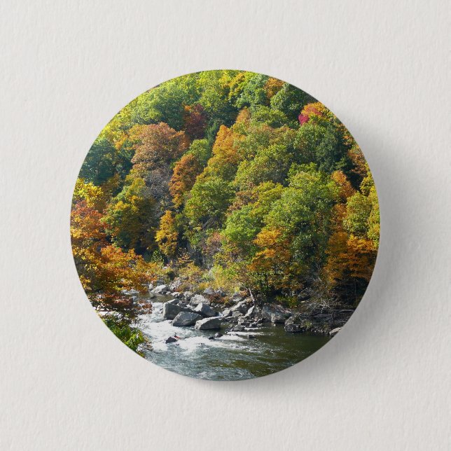 Fall Colour at Ohiopyle State Park 6 Cm Round Badge (Front)