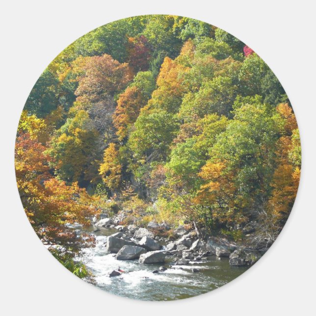 Fall Colour at Ohiopyle State Park Classic Round Sticker (Front)